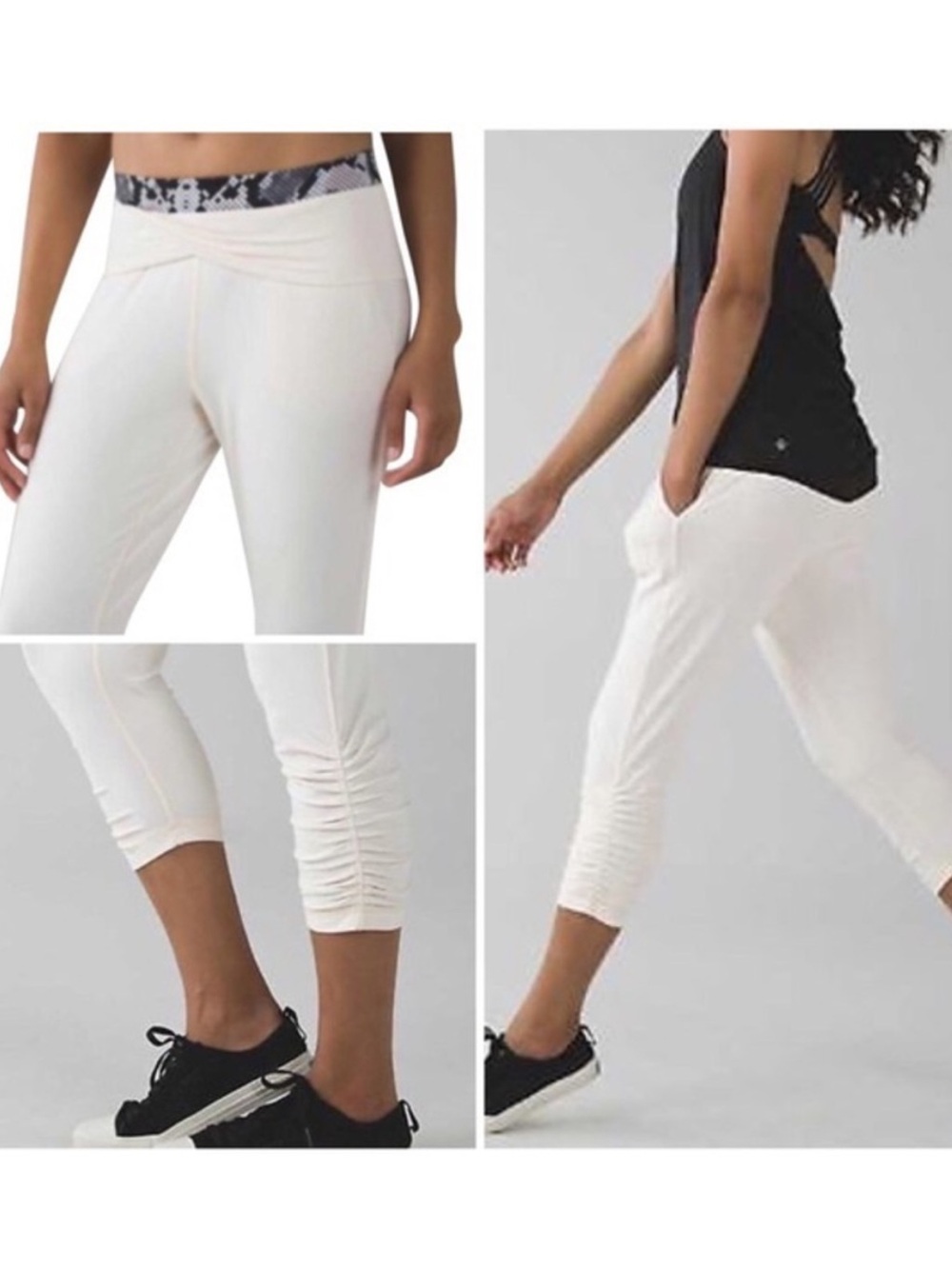 Lululemon Sunset Salutation Loose Fit Crop Yoga Pants Size 4 Creme White - Picture 9 of 9
